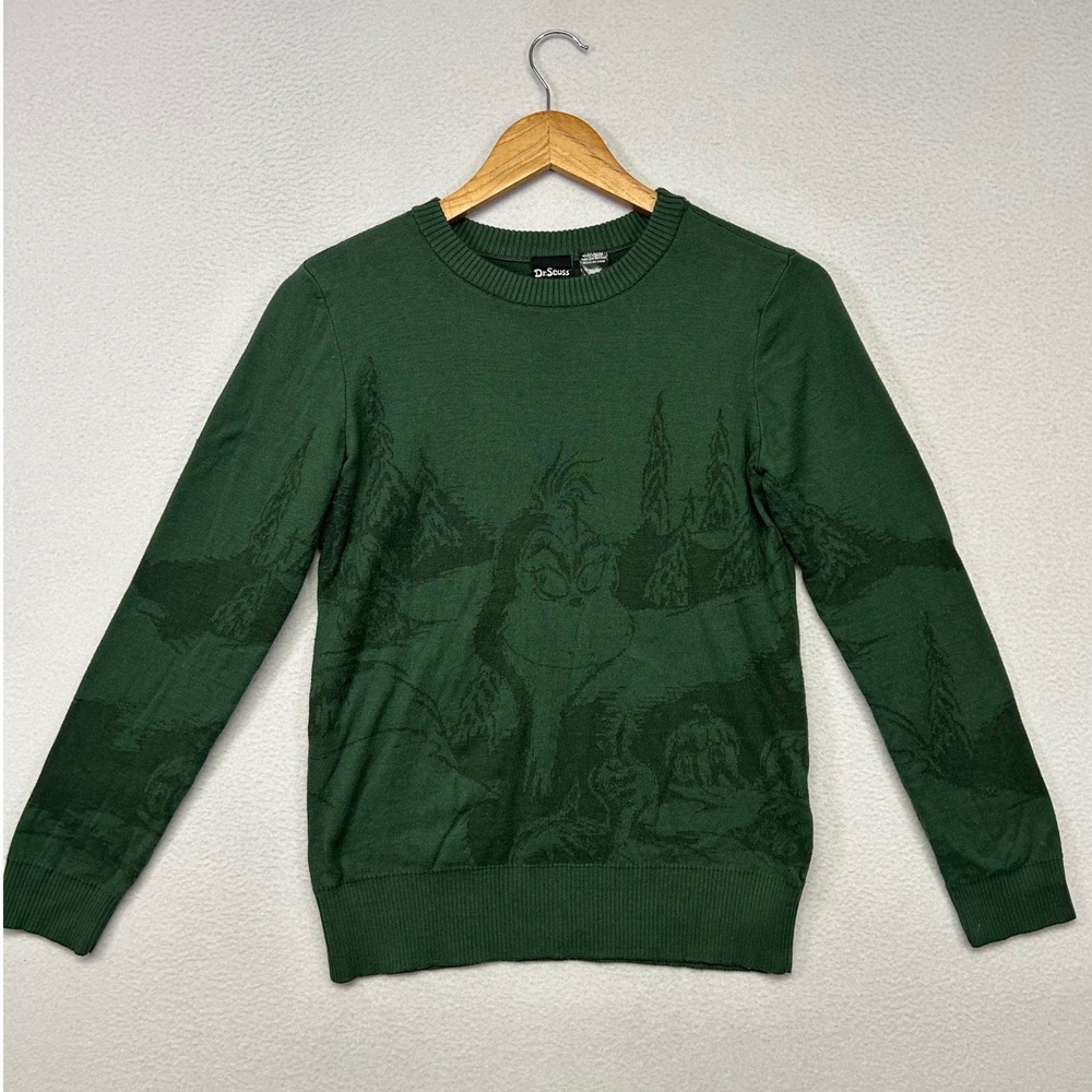 Christmas Holiday Dr. Seuss Unisex Small Green Grinch Graphic Pullover Sweater